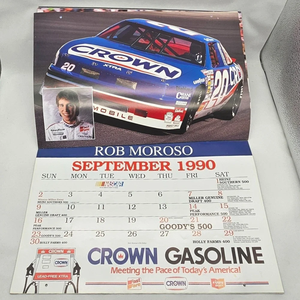 1990 Winston Cup NASCAR Driver Calendar Harry Gant Ken Schrader Geoff Bodine VTG